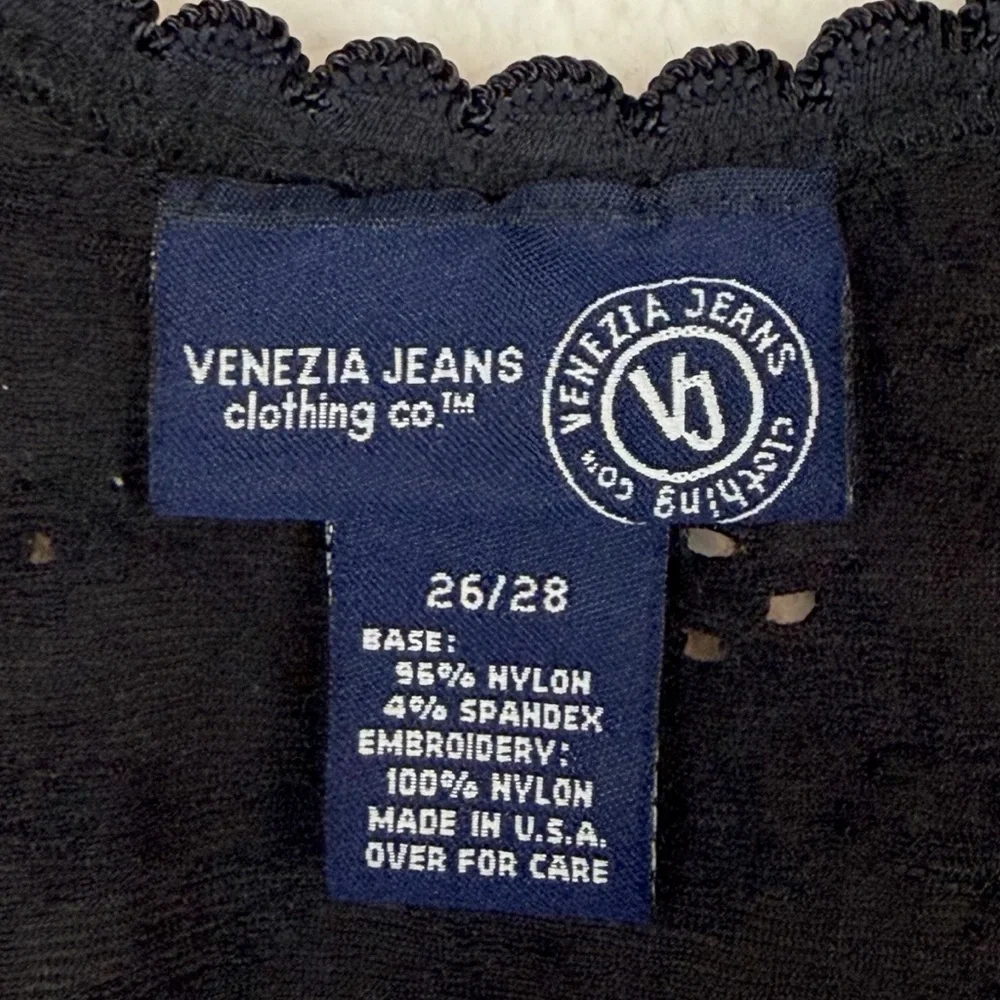VENEZIA JEANS • Black Floral Embroidered Hook-Eye Corset-Style Tank Top, 26/28 - Picture 10 of 11